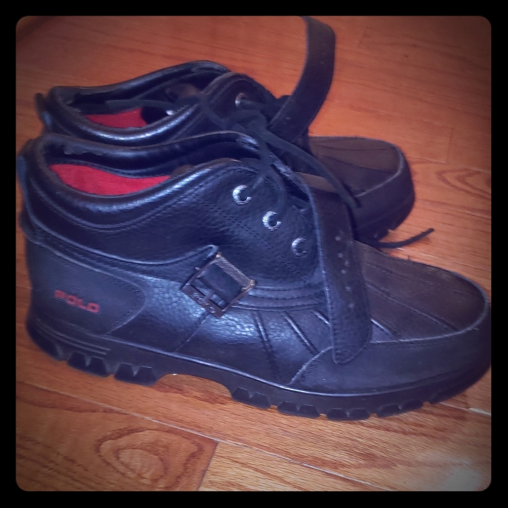 SIZE 12 BLACK POLO BOOTS BY RALPH LAUREN